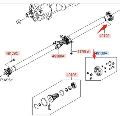Anpassungsfähige Schwingungsdämpfer-Rückwelle für Sorento II 491302B00 49130-2B000 491303W000